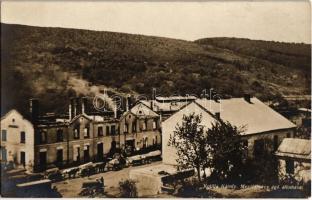 Mezőlaborc, Medzilaborce; égő vasútállomás az orosz pusztítás után. Kotilla Károly, Hadifénykép Kiállítás / burning railway station after the Russian attack