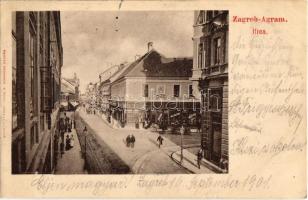 1901 Zágráb, Zagreb; Ilica / utcakép, M. Drucker üzlete / street view with the shop of M. Drucker