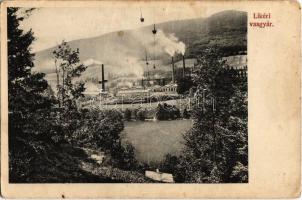 Nyustya-Likér, Hnústa-Likier; vasgyár, sodronypálya / iron factory, works, ropeway transport (EK)