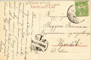 1908 Temesvár, Timisoara; Küttl tér, Kőbányai Dreher sörcsarnok, Elite Kávéház, férfiak taligával / ...