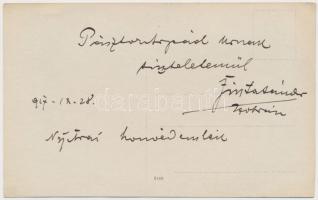 1917 Nyitra, Nitra; Honvéd emlék. A szobrász Finta Sándor aláírásával / military monument. Hand-writ...