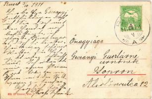 1911 Ruszt, Rust; Fő utca, Evangélikus templom, üzlet. M. Gassner kiadása / Hauptstrasse, Ev. Kirche...