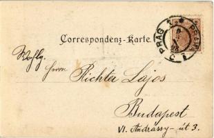 1898 (Vorläufer!) Praha, Prag, Prague; Albrechts-Kaserne / military barracks, horse-drawn trams