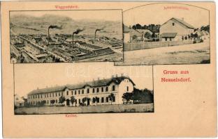 Koprivnice, Nesselsdorf; Waggonfabrik, Arbeitercolonie, Kasino / wagon factory, workers colony, casino