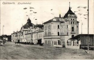 1915 Chernivtsi, Czernowitz, Cernauti; Hauptbahnhof / main railway station + K.u.K. Zensurkommission Czernowitz
