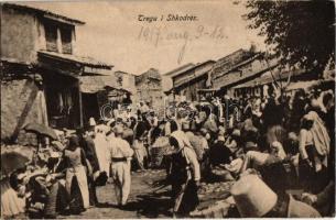 1917 Shkoder, Shkodra, Scutari; Tregu / market with vendors