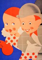 1930 Senator Cerofilter art deco reklámplakát, Janina Rt, Budapest, Fk: Fuchs Vilmos, javított, 94×6...