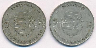 1947. 5Ft Ag "Kossuth" (2x) T:2-
Adamo F8.1