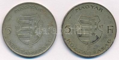 1947. 5Ft Ag "Kossuth" (2x) T:2-
Adamo F8.1