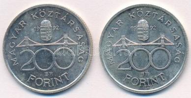 1992. 200Ft Ag "MNB" (2x) T:2 
Adamo F13