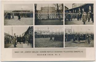 1939 Kassa, Kosice; Magy. királyi "Horthy Miklós" Honvéd repülő akadémia felavatási ünnepélye, Horthy Miklós beszédet mond. Leporellolap  / inauguration ceremony of the Military Flying Academy, Horthy, leporellocard