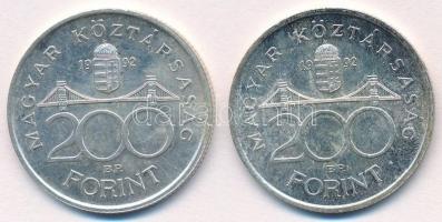 1992. 200Ft Ag "MNB" (2x) T:2 
Adamo F13