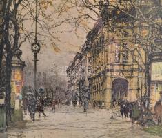 Luigi Kasimir (1881-1962): Állami Operaház. Színezett rézkarc, papír, jelzett, üvegezett keretben, 4...