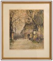 Luigi Kasimir (1881-1962): Állami Operaház. Színezett rézkarc, papír, jelzett, üvegezett keretben, 4...