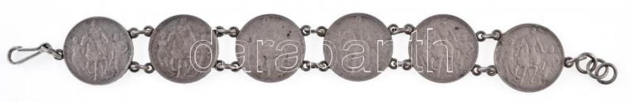 1896. 1K Ag "Millenium" (6x) karkötővé alakítva T:2 / Hungary 1896. 1 Korona Ag "Mill...