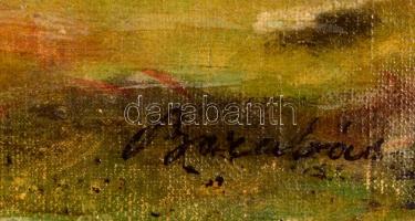 Barabás jelzéssel: Alpesi táj. Olaj, vászon, festék kopásokkal, keretben, 35×45 cm