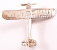 Ezüst(Ag) miniatűr repülős kitűző, jelzett, 4,5×4 cm, nettó: 9,9 g