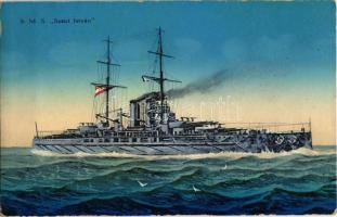 1916 SMS Szent István K.u.K. haditengerészet Tegetthoff-osztályú csatahajója / K.u.K. Kriegsmarine, warship. G. Costalunga + M. kir. 2. számú Tengerpartvédelmi népf. zászlóalj parancsnoksága