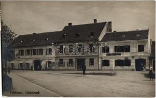 1925 Feldbach, Andreas Kaufmann Gasthaus, Raimund Huber Fassbinder, Trummer Hotel zur Post / inn of Andreas Kaufmann, shops of Raimund Huber and Marburger Anton, hotel. poto
