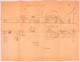 cca 1930-1940 4 db cséplőgép szakrajz, változó állapotban, szakadásokkal, 47x62 cm.