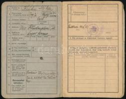 1941-1946 Tartalékos karpaszományos tüzérőrmester igazolványi lapja, valamint a soroksári Igazoló Bi...