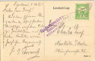 1916 Galgóc, Frasták, Hlohovec; Lehel utca és zsinagóga, üzlet. Nyomta Glass & Tuscher képeslapg...