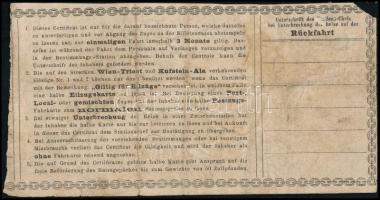 1872 A Déli Vaspályatársaság menetjegye Graz-Buda viszonylatra / Südbahn-Gesellschaft ticket for a G...
