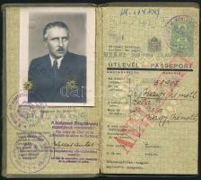 1948 Fényképes magyar útlevél Nagy Németh Béla (1905-?) miniszteri osztálytanácsos részére, számos bejegyzéssel