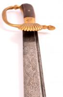 XIX. sz: Szarvasgyilok. Kard vésett pengével. 93 cm Bőrborítású hüvellyel. / Deer killer dagger with...