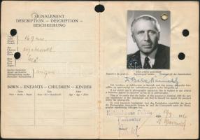 1950 Külföldieknek szóló fényképes dán útlevél Nagy Németh Béla (1905-?) miniszteri osztálytanácsos részére, néhány bejegyzéssel + kapcsolódó hivatalos levél