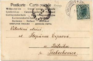 1906 Praha, Prag, Prague; Královské Vinohrady, Národní Divadlo, Staroméstské nám. / National Theater...