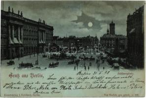 1898 Berlin, Schlossplatz. Kunstverlag J. Goldiner / Castle Square with hotel, shops, tram, omnibus (EK)