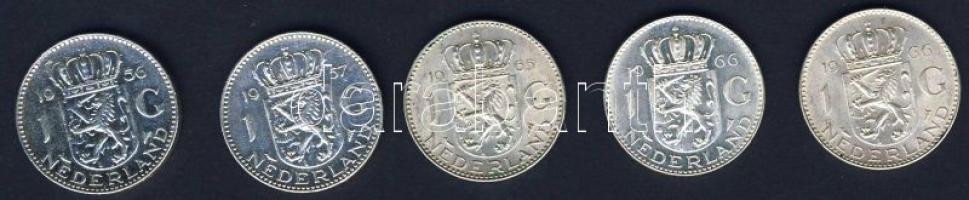 Hollandia 1956-66. 1G Ag (5x) 4klf évszámmal T:2,2/3