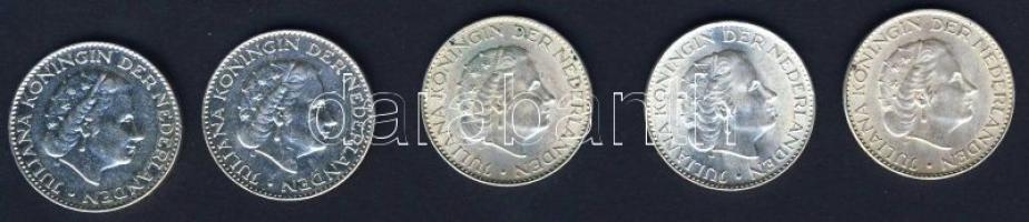 Hollandia 1956-66. 1G Ag (5x) 4klf évszámmal T:2,2/3