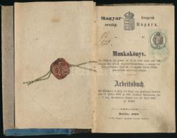 1870 Munkakönyv zsidó bádogos részére, illetékbélyeggel,kevés bejegyzéssel