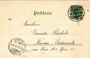 1898 Leipzig, Concerthaus, Reichsgericht, Königl. Universitäts-Bibliothek, Gewerbeschule, König. Kun...