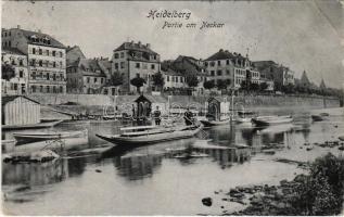 1906 Heidelberg, Partie am Neckar / Neckar riverbank, boats (EK)