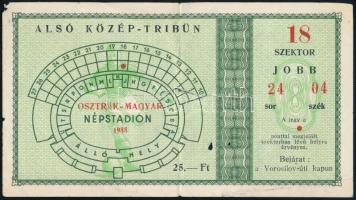 1955 az Ausztria-Magyarország válogatott mérkőzés programfüzete + a mérkőzésre szóló jegy / flyer ab...