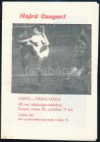 cca 1970-1980 a Csepel-Ferencváros mérkőzés programfüzete, érdekes részletekkel