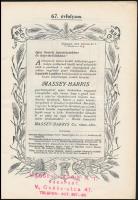 1914 Massey-Harris Rt. aratógép árukatalógusa, szövegközti rajzokkal, fotókkal illusztrált, jó állap...