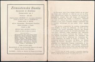 cca 1930 Kún, Viliam: La Slovaquie, aperçu général, ismeretterjesztő prospektus, tűzött papírkötésbe...