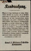 1849 Budapest(!) október 15. A cs. kir. katonai kerület hirdetménye a szabadságharc idején hivatalba...