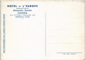 Catania, Via Vittorio Emanuele 210. Hotel de L'Europe (proprietario Alessandro Szamkó) / graphi...