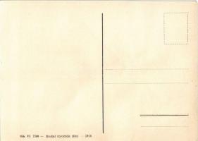 Krampusz. Bélyegekből kivágott és összeragasztott képeslap. Budai nyomda / Krampus. Made out of stam...