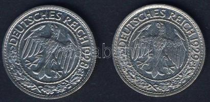 Német Birodalom/Weimari Köztársaság 1928D+1929A 50Pf klf évszám T:3