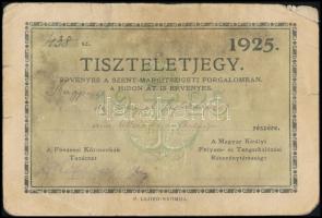 1925 A Margitszigetre való belépésre jogosító tiszteletjegy, titkár részére