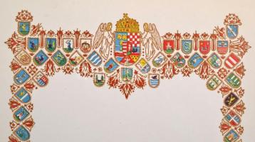 cca 1910-1920 A magyar középcímert és a vármegyék címereit ábrázoló díszes levélpapír, Stádium Rt