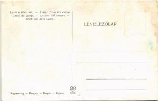 Levél a táborból. Kiadja Riegler József Ede / Hungarian boy scout art postcard (EK)