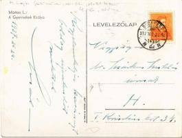 A Gyermekek Királya. Hátoldalon Márton Lajos grafikus-festőművész aláírt levele Dr. Márkus Miklós cs...