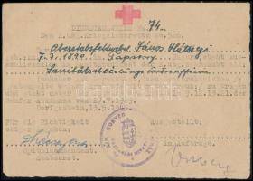 1945 Az 526. sz. katonakórház 2 db igazolása katonakórházi tisztviselő részére, angol illetve német nyelven